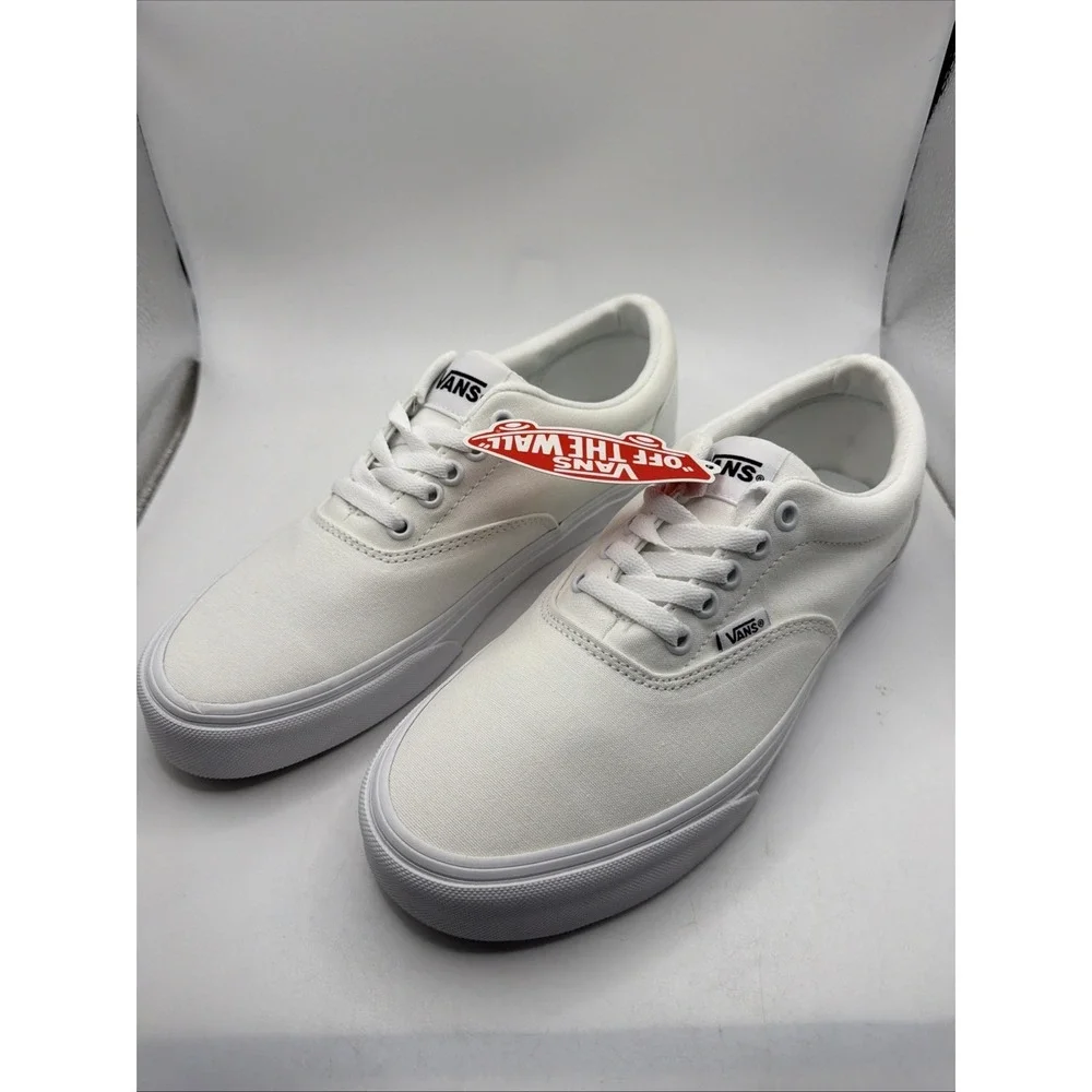 -NEW Vans Sneaker Skate Shoe Lace Up Canvas White Men's Size 8‎